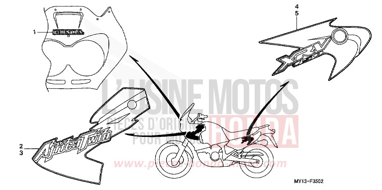 RAYURE/MARQUE (3) de Africa Twin 750 NOIR (NH1) de 2000